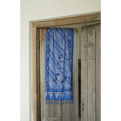 Selendang Batik Encim Parang Plain Blue