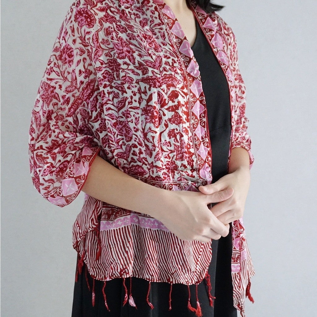 Syal Batik Sutra Pink 10