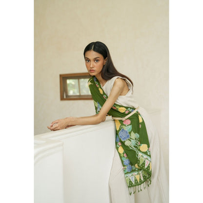Selendang Batik Encim Plain Dark Green