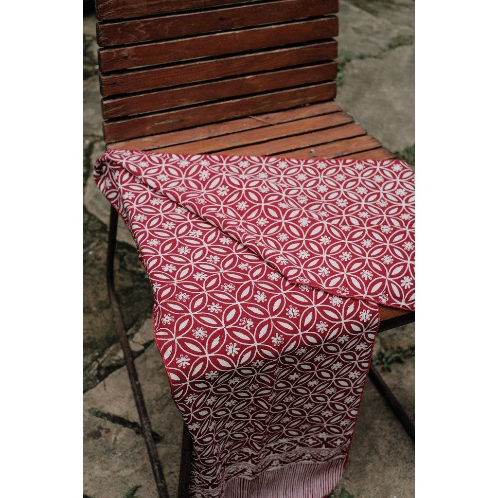 Scarf Batik TCN Kawung 3 Maroon Red
