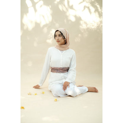 Embroidery HIjab Shawl - Flora - Almond
