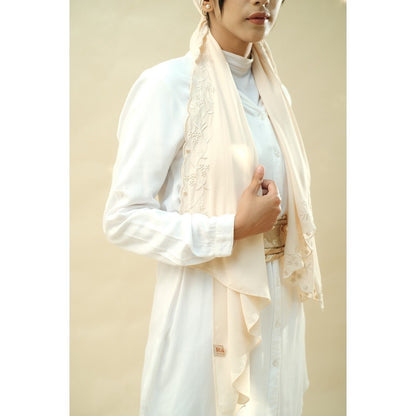 Embroidery Hijab Shawl - Hanna - Oat