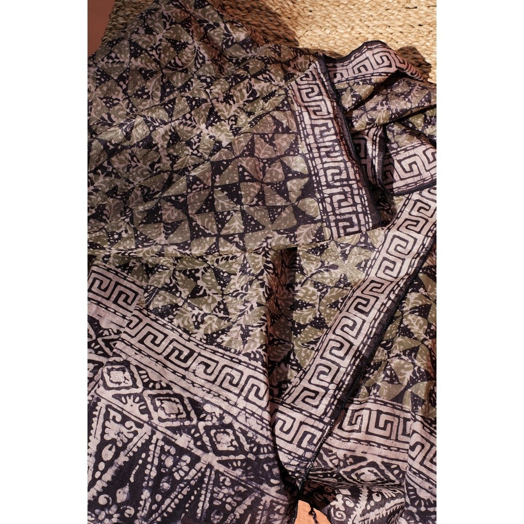 Scarf Batik Kicir - Greyish Blue and Green