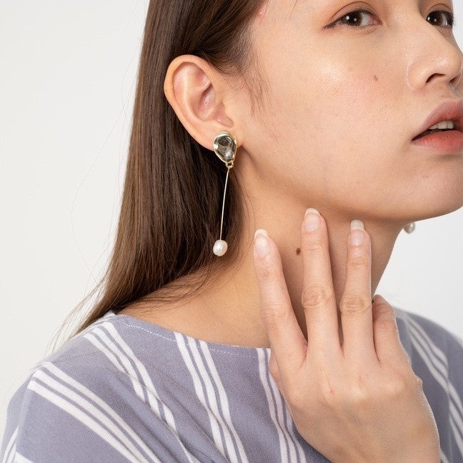 Nara-Freshwater Pearl Earrings Gold Plated/Anting Mutiara Wanita