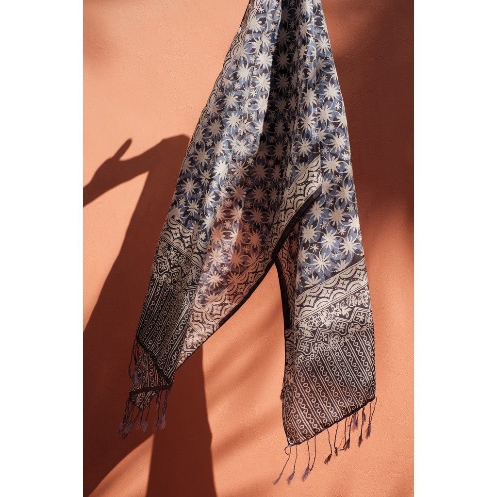 Scarf Batik Kawung - Greyish Blue