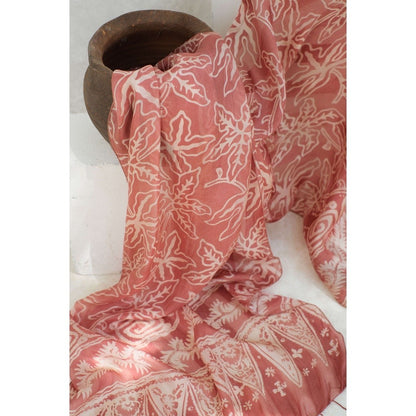 Syal Batik Sutra Daun Bintang - Pink - 45