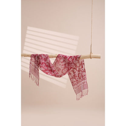 Scarf Batik TCN Daun 2 Maroon Red