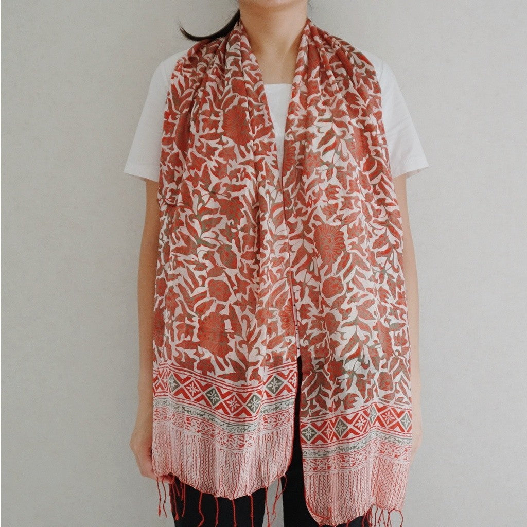 Syal Batik Sutra Orange 09