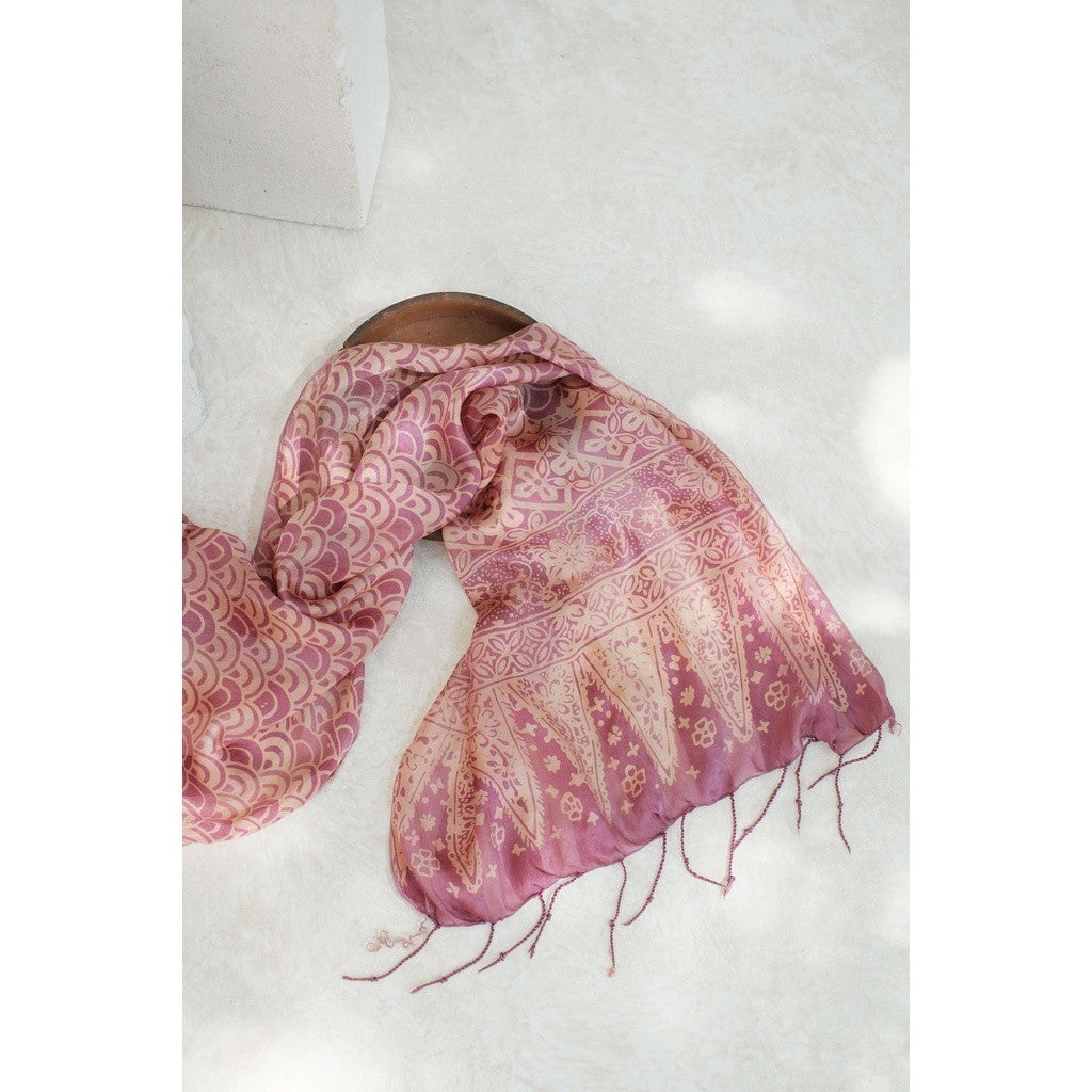 Syal Batik Sutra Ombak - Purple - 45