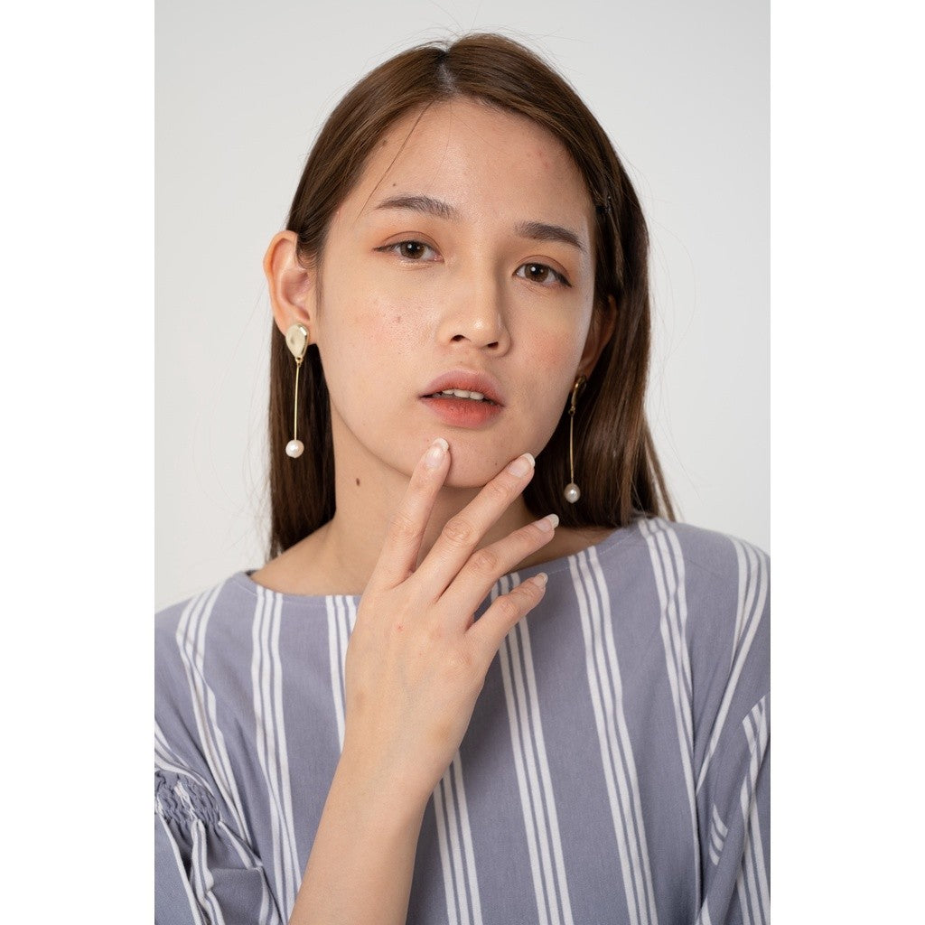 Nara-Freshwater Pearl Earrings Gold Plated/Anting Mutiara Wanita