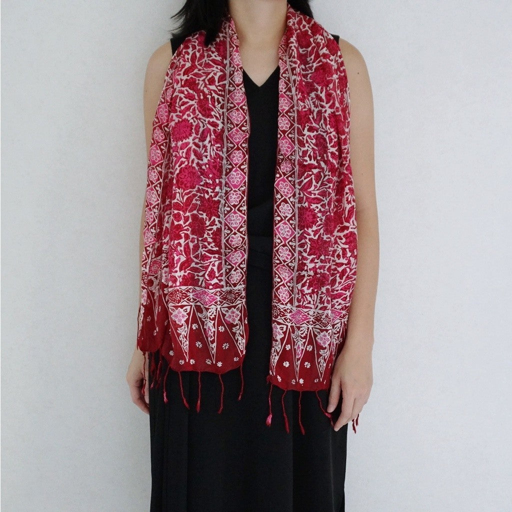 Syal Batik Sutra Pink 07