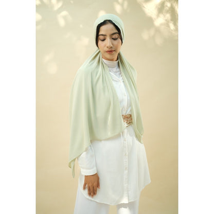 Embroidery Hijab Shawl - Malek - Chinoise Green