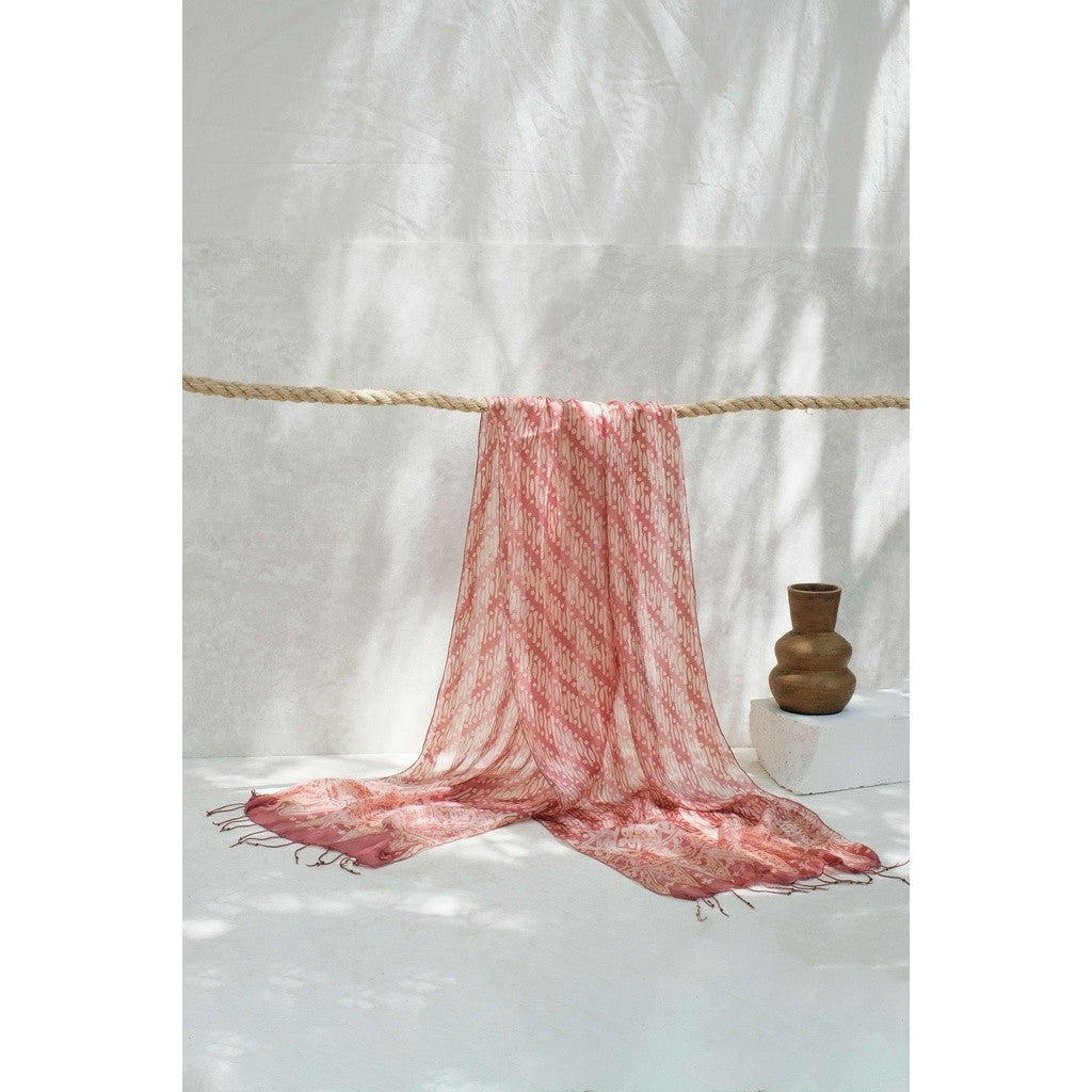 Syal Batik Sutra Parang - Pink - 45
