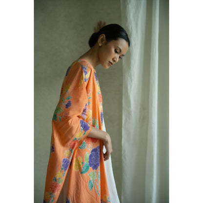 Selendang Batik Encim Plain Peach