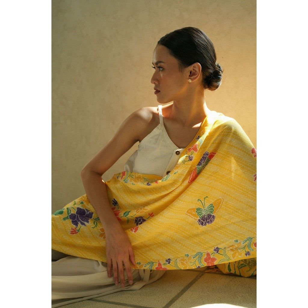 Selendang Batik Encim Plain Yellow