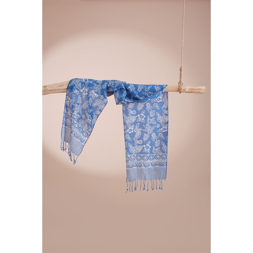 Scarf Batik TCB Daun 2 Blue