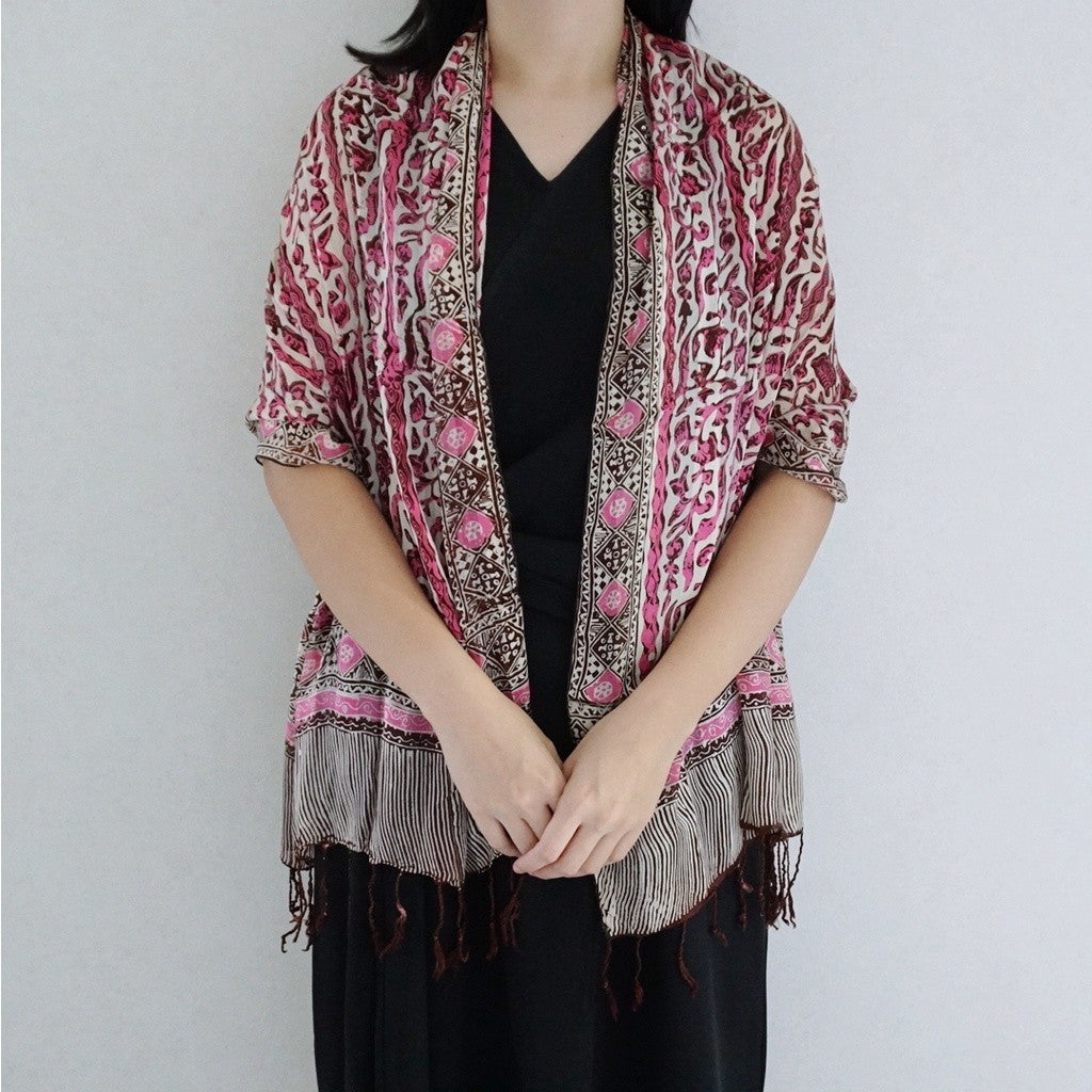 Syal Batik Sutra Pink 08