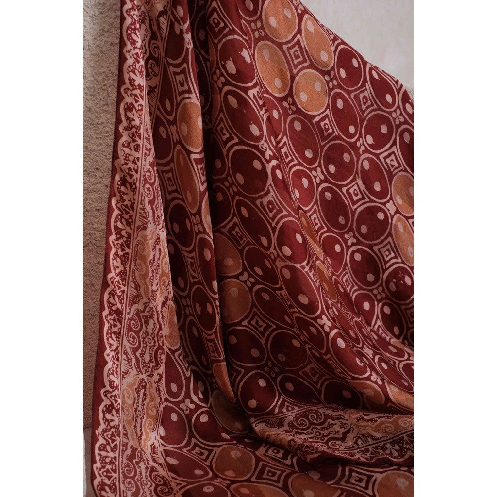 Syal Batik Sutra Brown Kawung