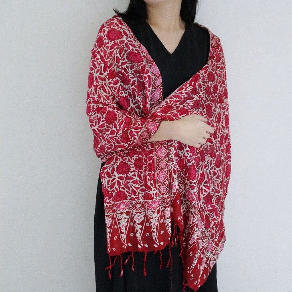 Syal Batik Sutra Pink 11