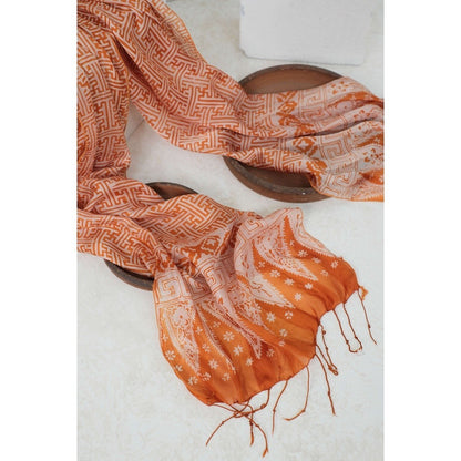 Syal Batik Sutra Rereng Bilik - Orange - 45