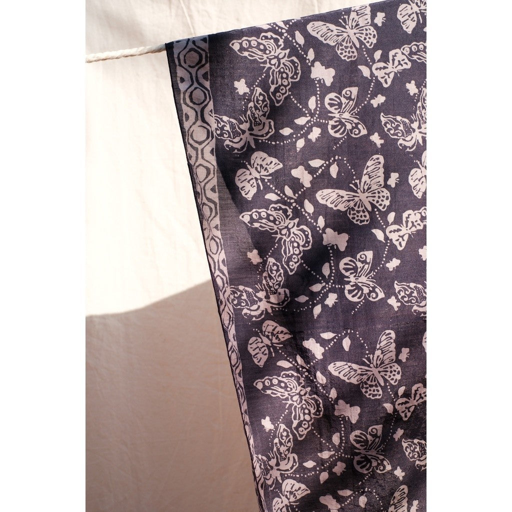 Scarf Batik Kupu - Grey Purple