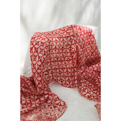 Syal Batik Sutra Kawung - Red - 45
