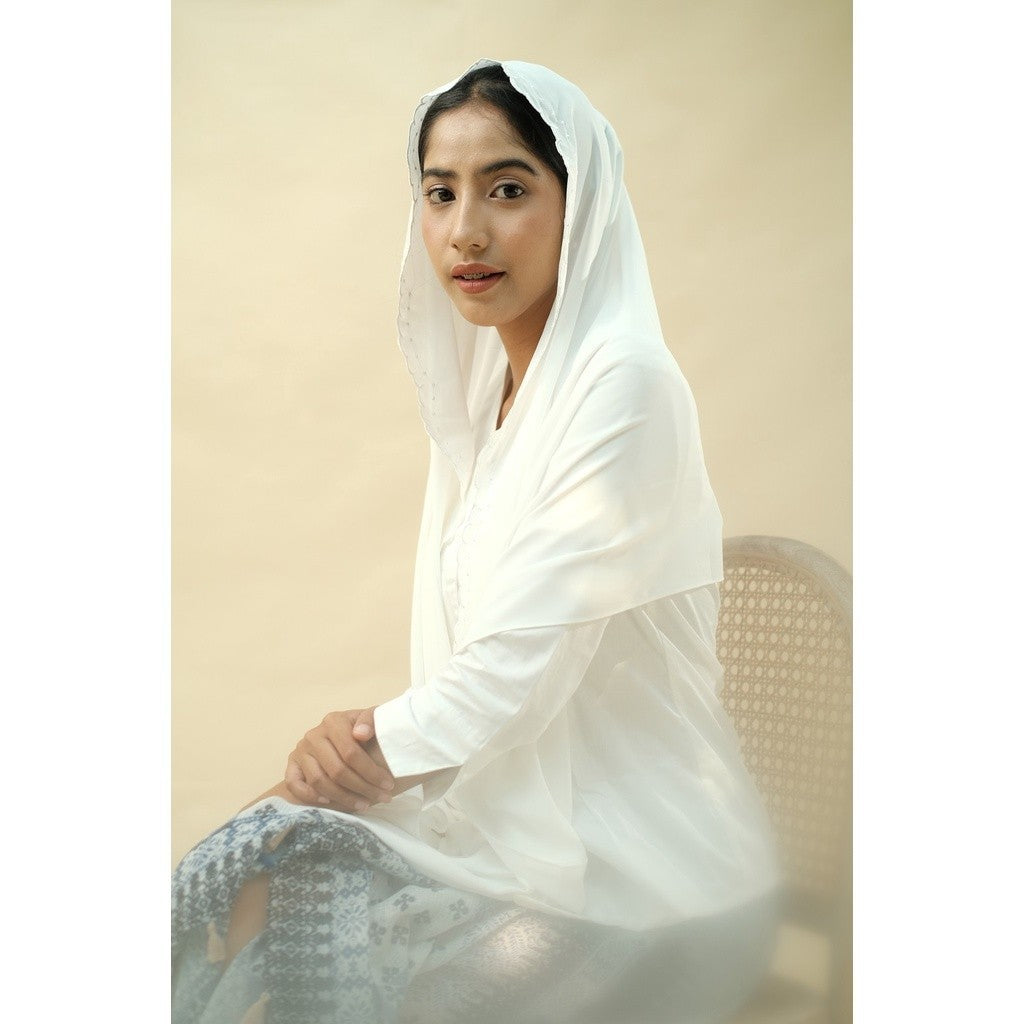 Embroidery HIjab Shawl - Malek - Snow