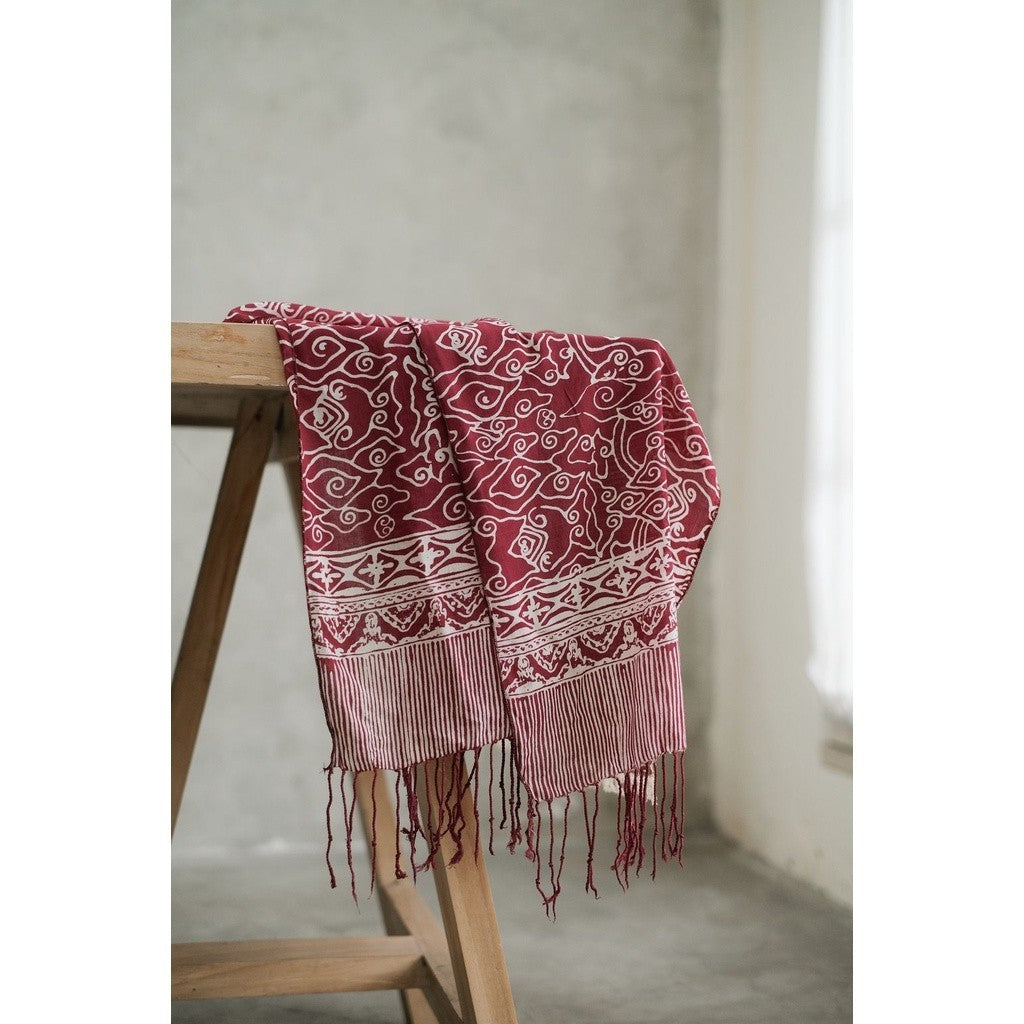Scarf Batik TCN Mega Mendung Maroon Red