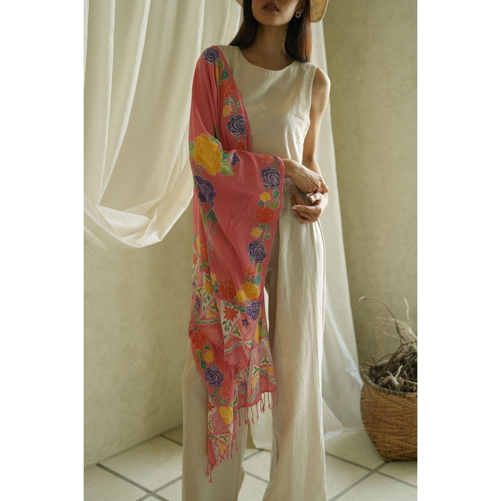 Selendang Batik Encim Plain Pink