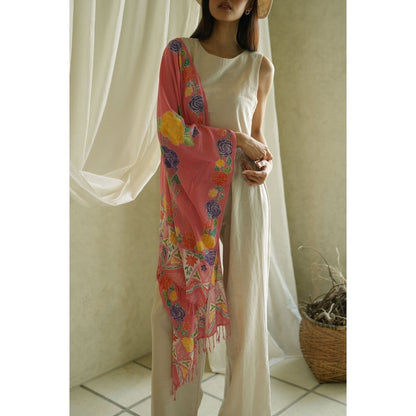Selendang Batik Encim Plain Pink