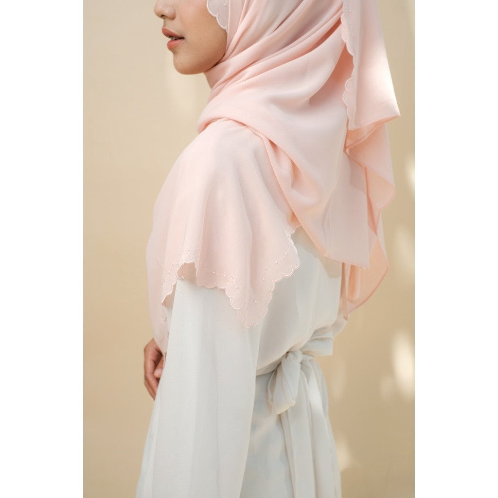 Embroidery Hijab Shawl - Malek - Rose Quartz