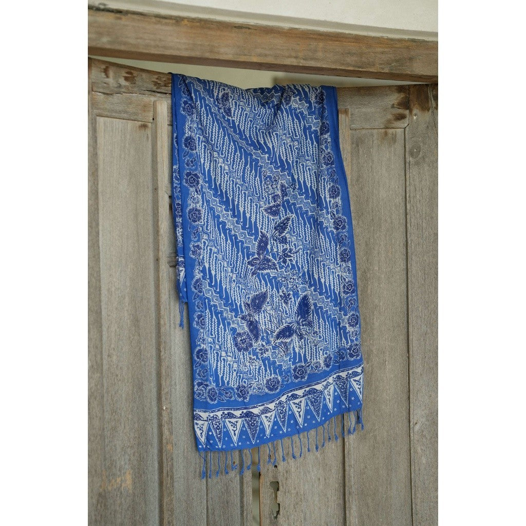 Selendang Batik Encim Parang Plain Blue