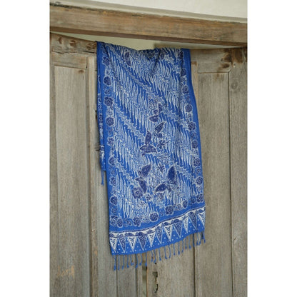 Selendang Batik Encim Parang Plain Blue