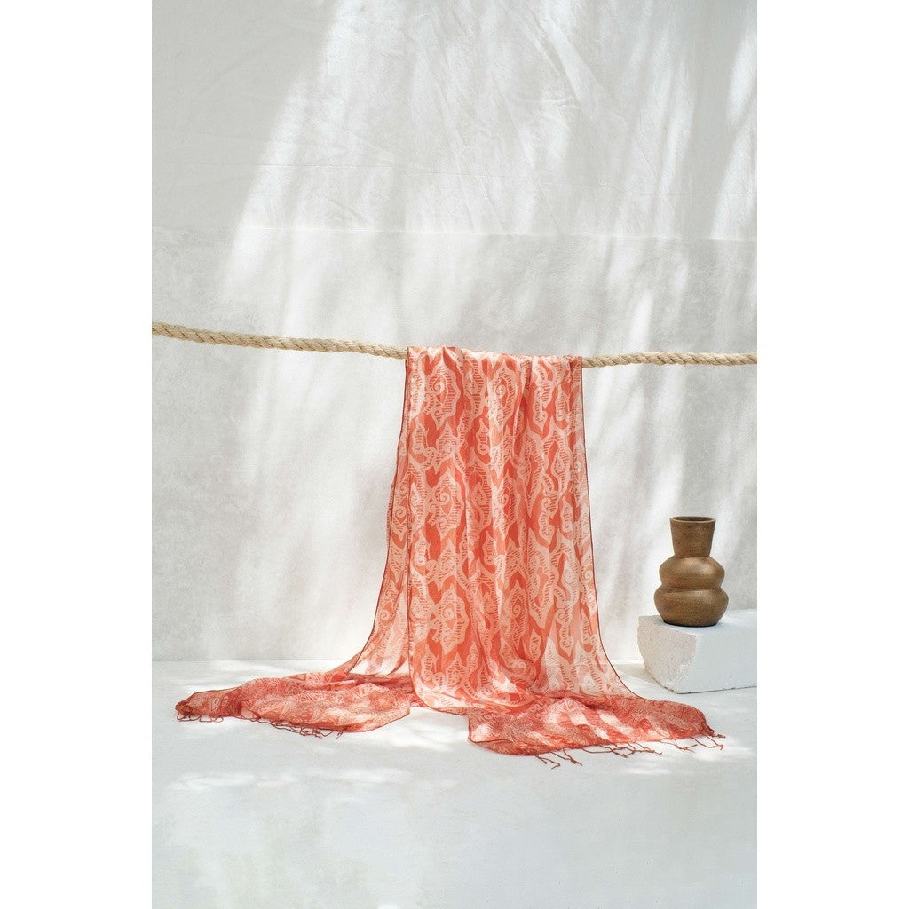 Syal Batik Sutra Mega Mendung - Pink - 45