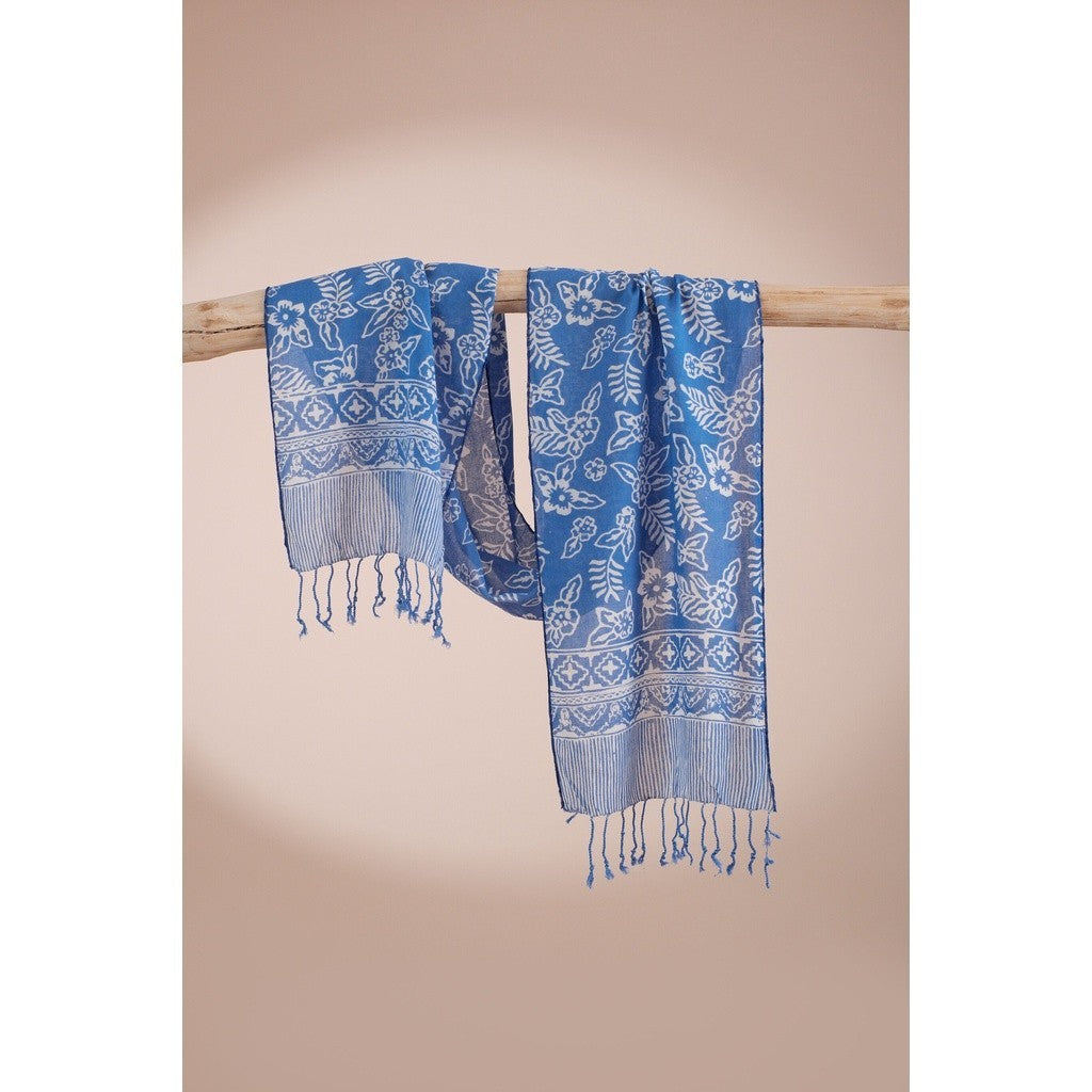 Scarf Batik TCB Daun 2 Blue