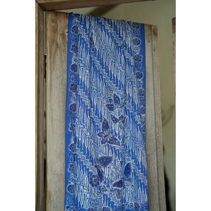 Selendang Batik Encim Parang Plain Blue