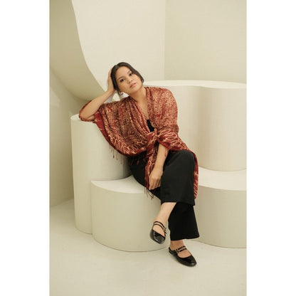 Selendang Batik Sutra Maroon 01