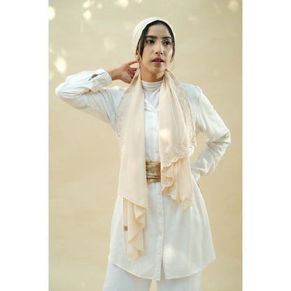 Embroidery Hijab Shawl - Hanna - Oat