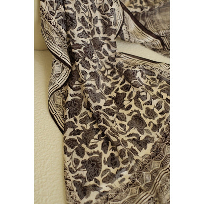 Syal Batik Sutra Daun Tumbuh - Black