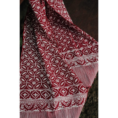 Scarf Batik TCN Kawung 3 Maroon Red