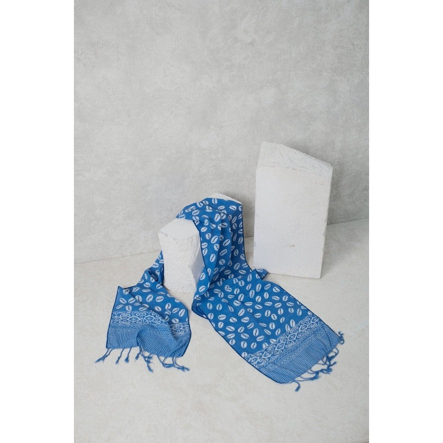 Scarf Batik Biji Kopi Biru Muda