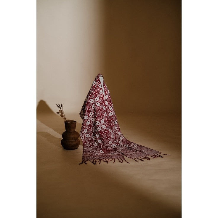 Scarf Batik TCN Kawung Maroon Red