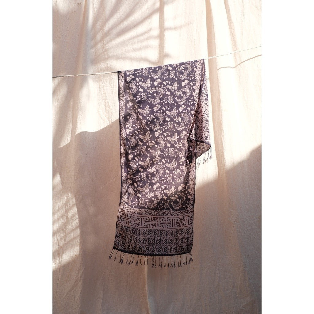 Scarf Batik Kupu - Grey Purple