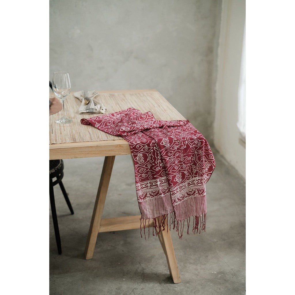 Scarf Batik TCN Mega Mendung Maroon Red