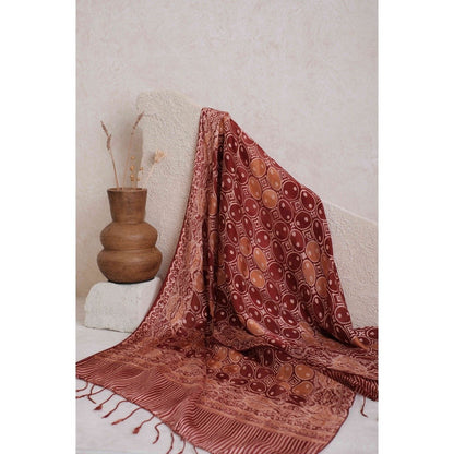 Syal Batik Sutra Brown Kawung