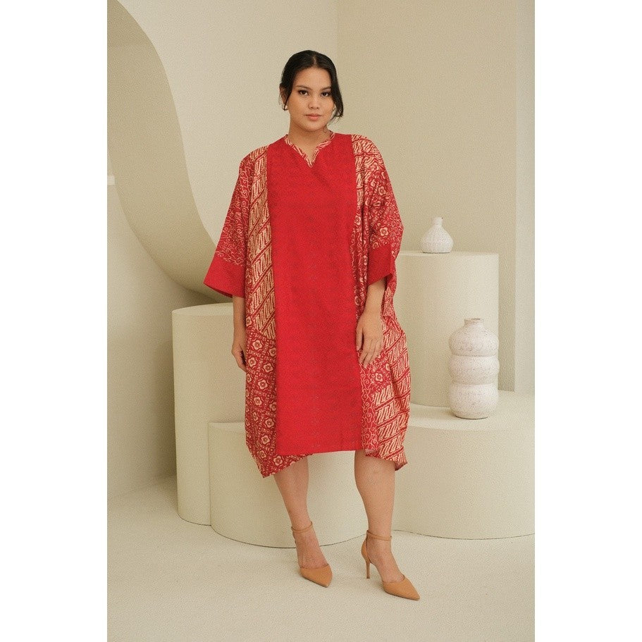 Kaiyana Kaftan Batik Dress - Red