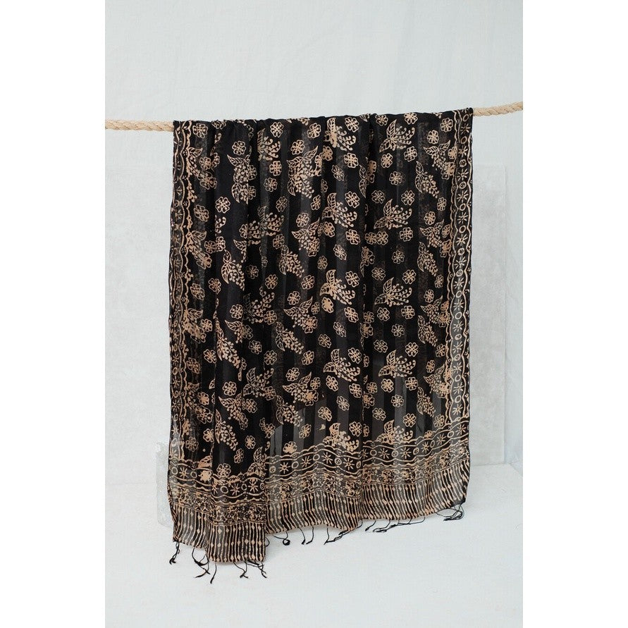 Selendang Batik Sutra Black 01