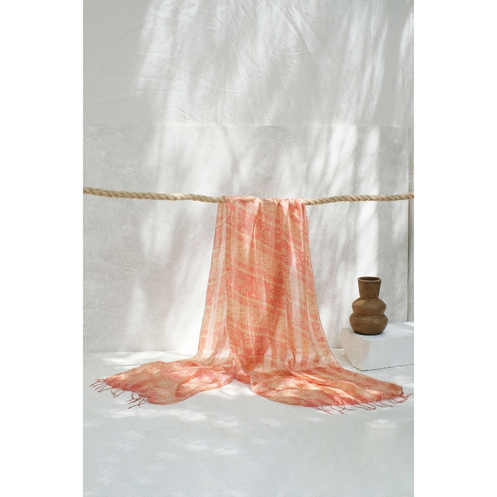 Syal Batik Sutra Parang Bunga - Pink - 45