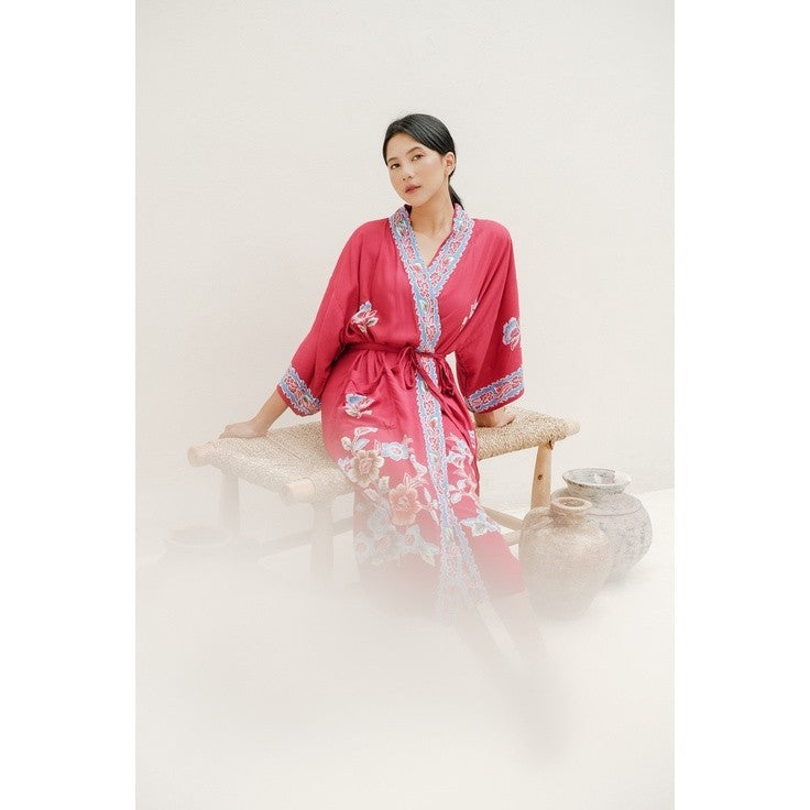 Kimono Batik Loungewear in Maroon Red