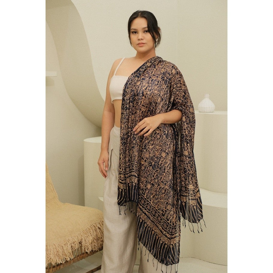 Selendang Batik Sutra Blue 01